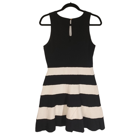 EXPRESS Black White Stripe Print Sleeveless A Line Fit & Flare Dress Small - Picture 4 of 9